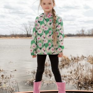 Alternative view of Packable Windbreaker In Polyester Green Smiling Flower Print