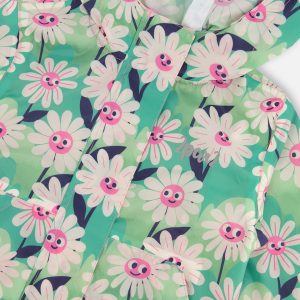 Packable Windbreaker In Polyester Green Smiling Flower Print - Image 5