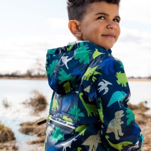 Alternative view of Packable Windbreaker In Polyester Blue Dinosaur Print