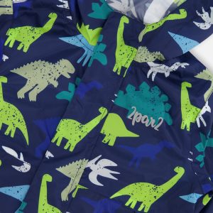 Packable Windbreaker In Polyester Blue Dinosaur Print - Image 5