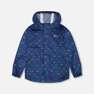 Packable Windbreaker In Polyester Blue Car Print