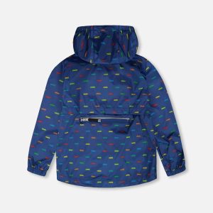 Packable Windbreaker In Polyester Blue Car Print - Image 3