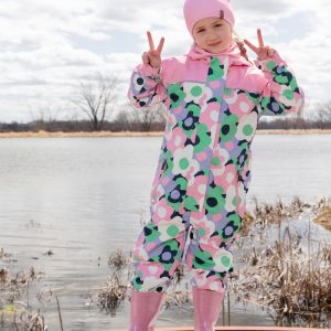 Kids Mid-Season One-Piece Outerwear Black Printed Flowers - Image 2