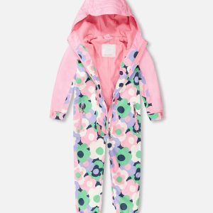 Kids Mid-Season One-Piece Outerwear Black Printed Flowers - Image 3
