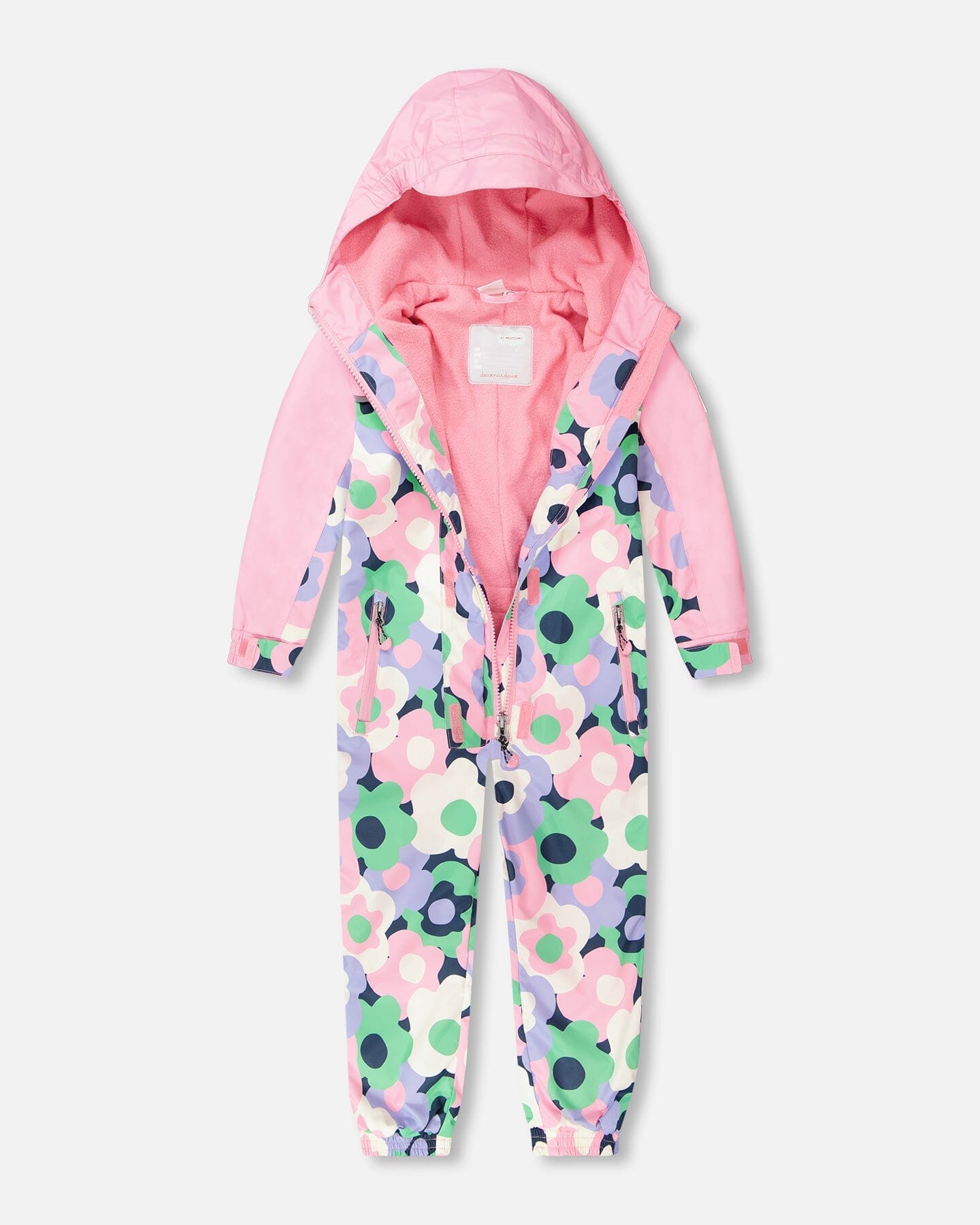 Kids Mid-Season One-Piece Outerwear Black Printed Flowers - Image 3