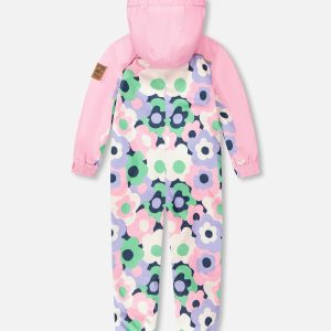 Kids Mid-Season One-Piece Outerwear Black Printed Flowers - Image 4