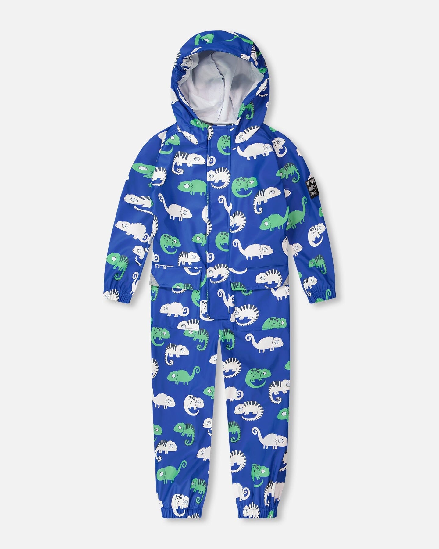 Blue rain jumpsuit with color-changing chameleon print - Image 11