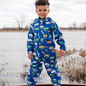 Blue rain jumpsuit with color-changing chameleon print - Image 2