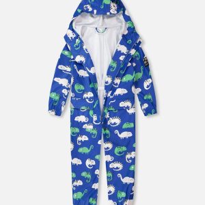 Blue rain jumpsuit with color-changing chameleon print - Image 3