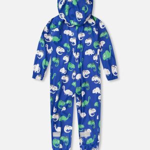 Blue rain jumpsuit with color-changing chameleon print - Image 4