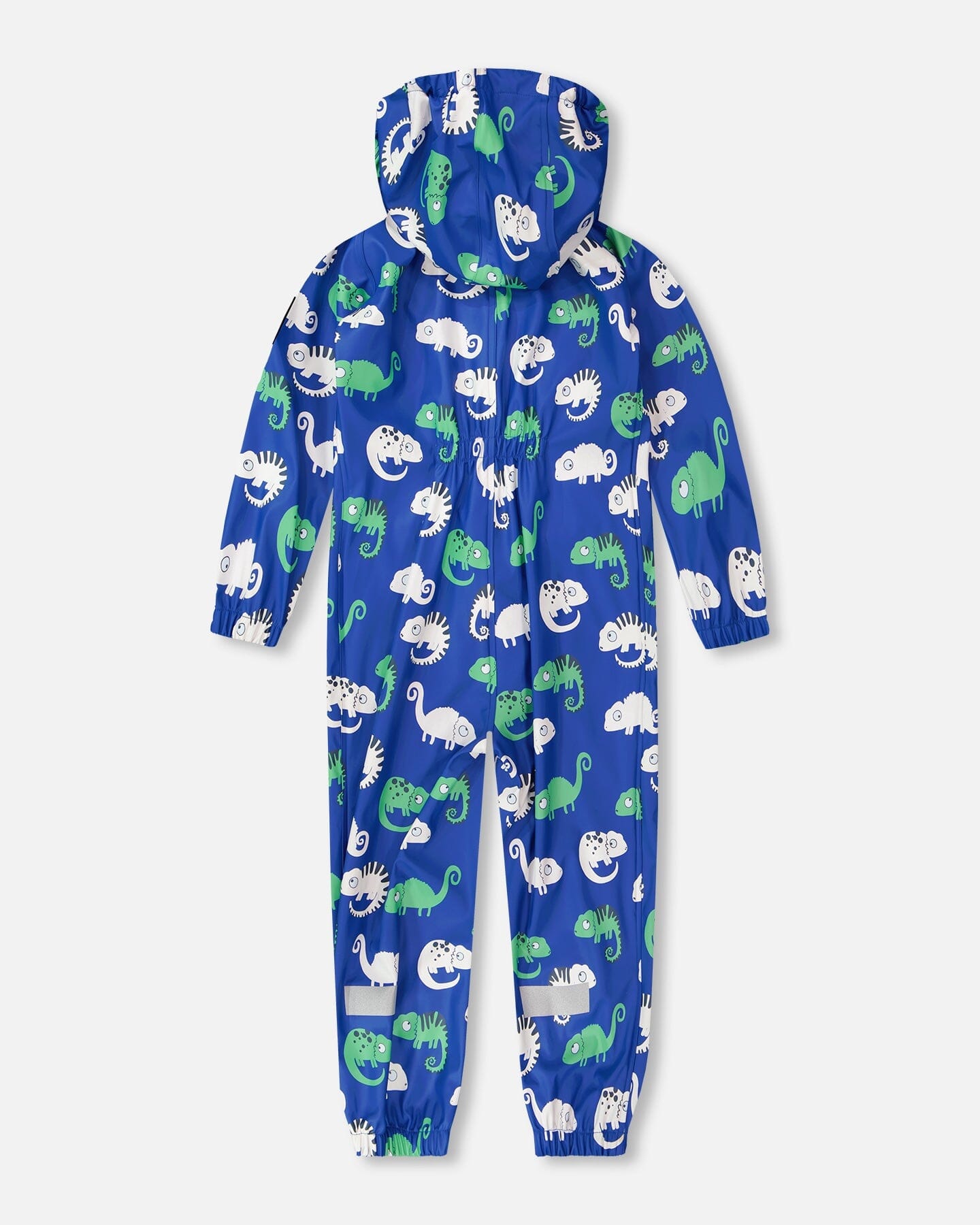 Blue rain jumpsuit with color-changing chameleon print - Image 4
