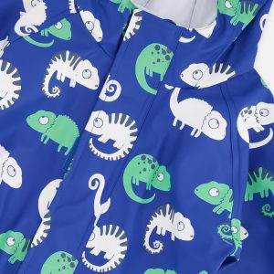 Blue rain jumpsuit with color-changing chameleon print - Image 5