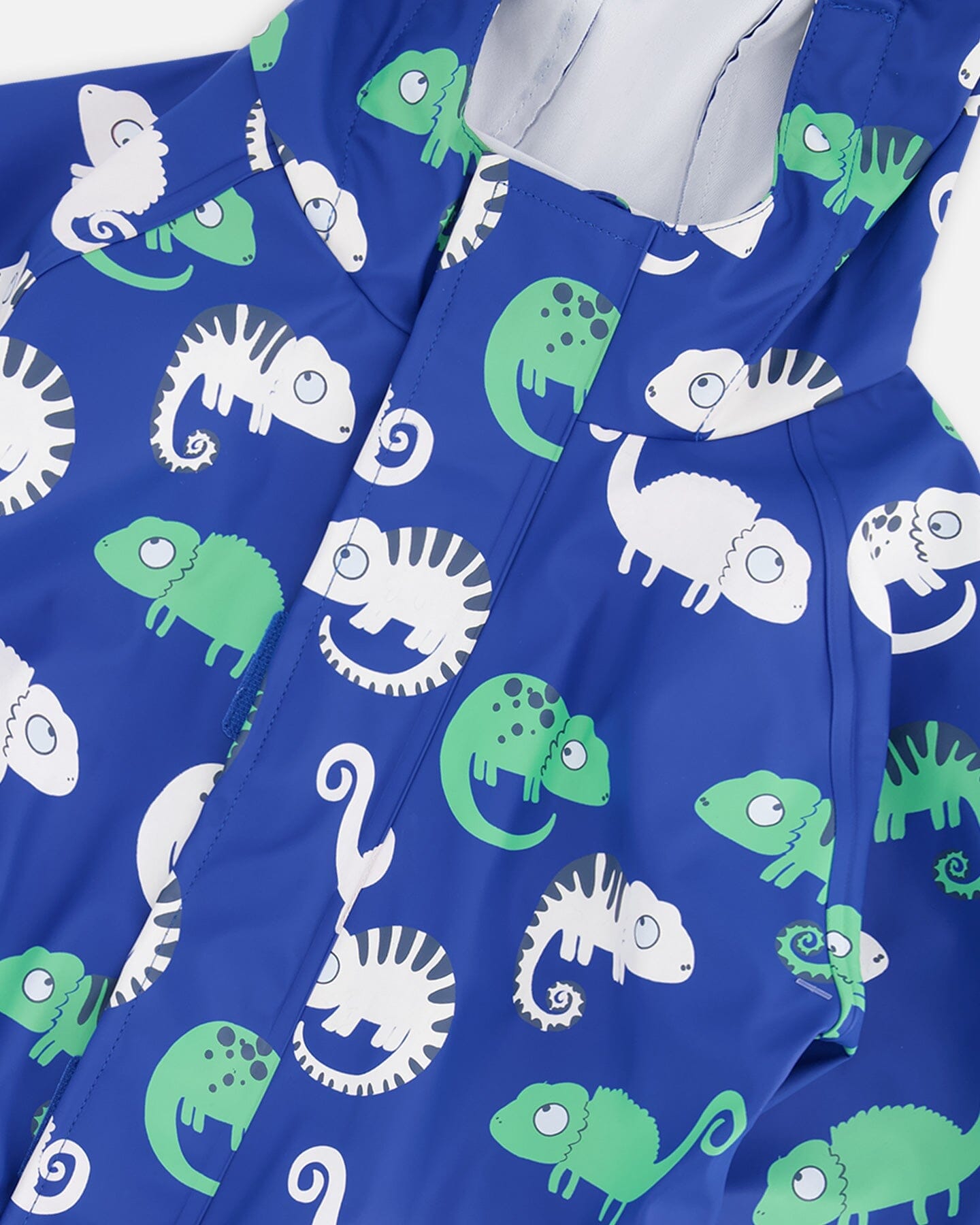 Blue rain jumpsuit with color-changing chameleon print - Image 5