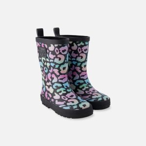 Rain Boots In Natural Rubber Black Animal Print - Image 12