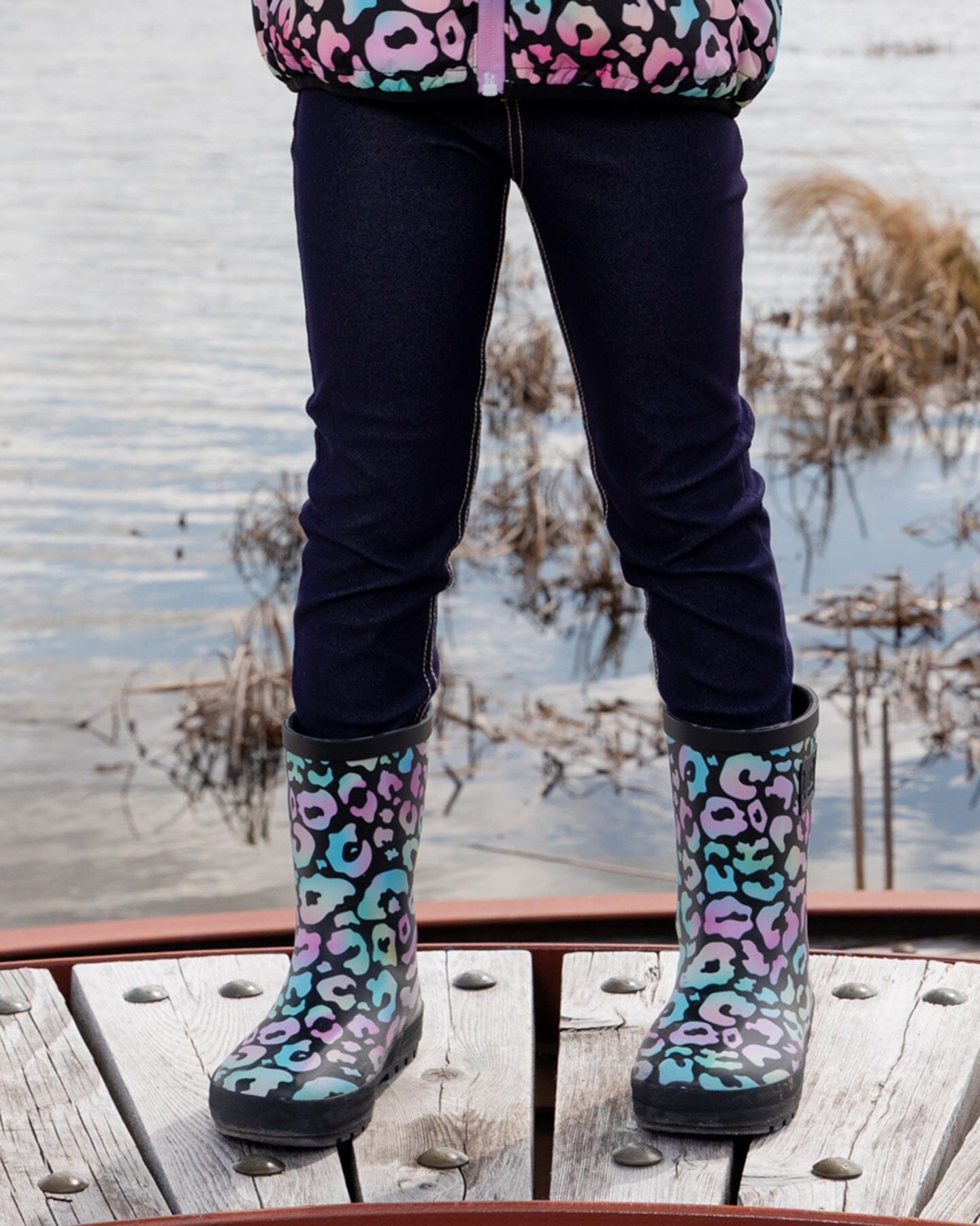 Rain Boots In Natural Rubber Black Animal Print - Image 2