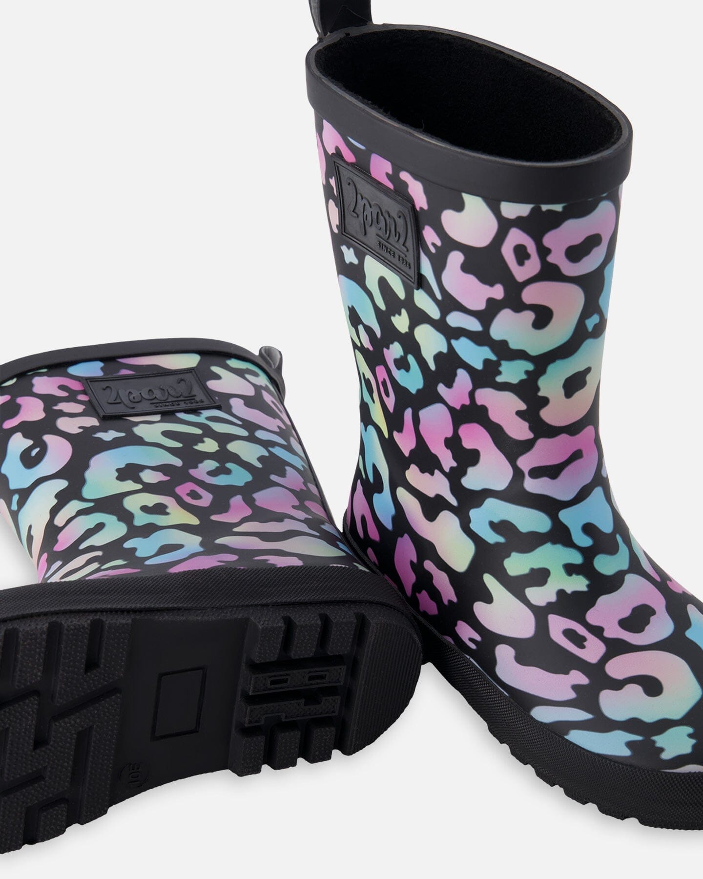 Rain Boots In Natural Rubber Black Animal Print - Image 3