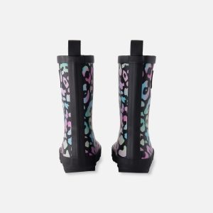 Rain Boots In Natural Rubber Black Animal Print - Image 4