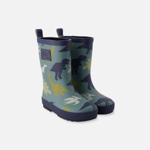 Rain Boots In Natural Rubber Green Dinosaur Print - Image 6