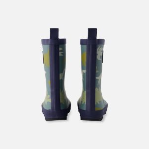 Rain Boots In Natural Rubber Green Dinosaur Print - Image 4