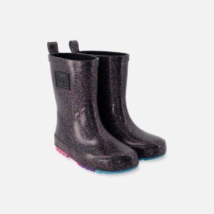 Rain Boots In Natural Rubber Black Glitter - Image 5