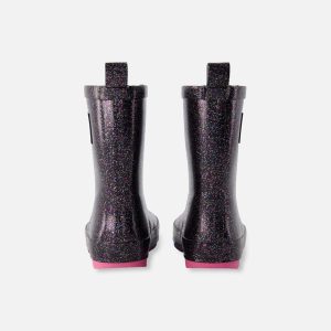 Rain Boots In Natural Rubber Black Glitter - Image 3