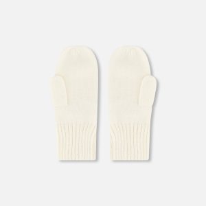 Ribbed Knit Mittens Off White - Image 3