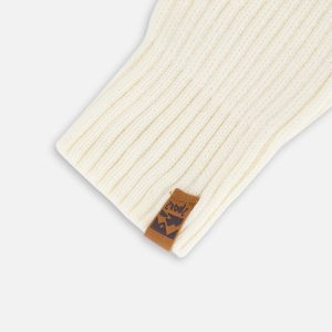 Ribbed Knit Mittens Off White - Image 4