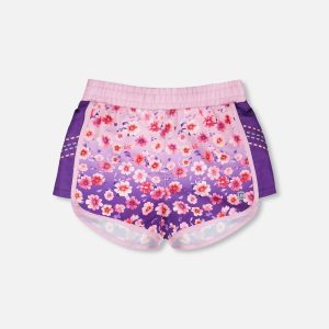 Athletic Shorts In Recycled Polyester Mauve Floral Gradient