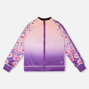 Full Zip Reversible Athletic Cardigan In Recycled Polyester Pink To Mauve Gradient - Image 9