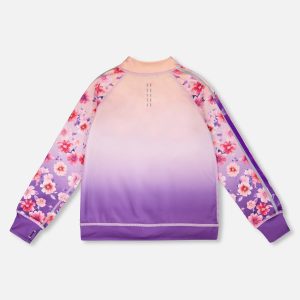 Full Zip Reversible Athletic Cardigan In Recycled Polyester Pink To Mauve Gradient - Image 3