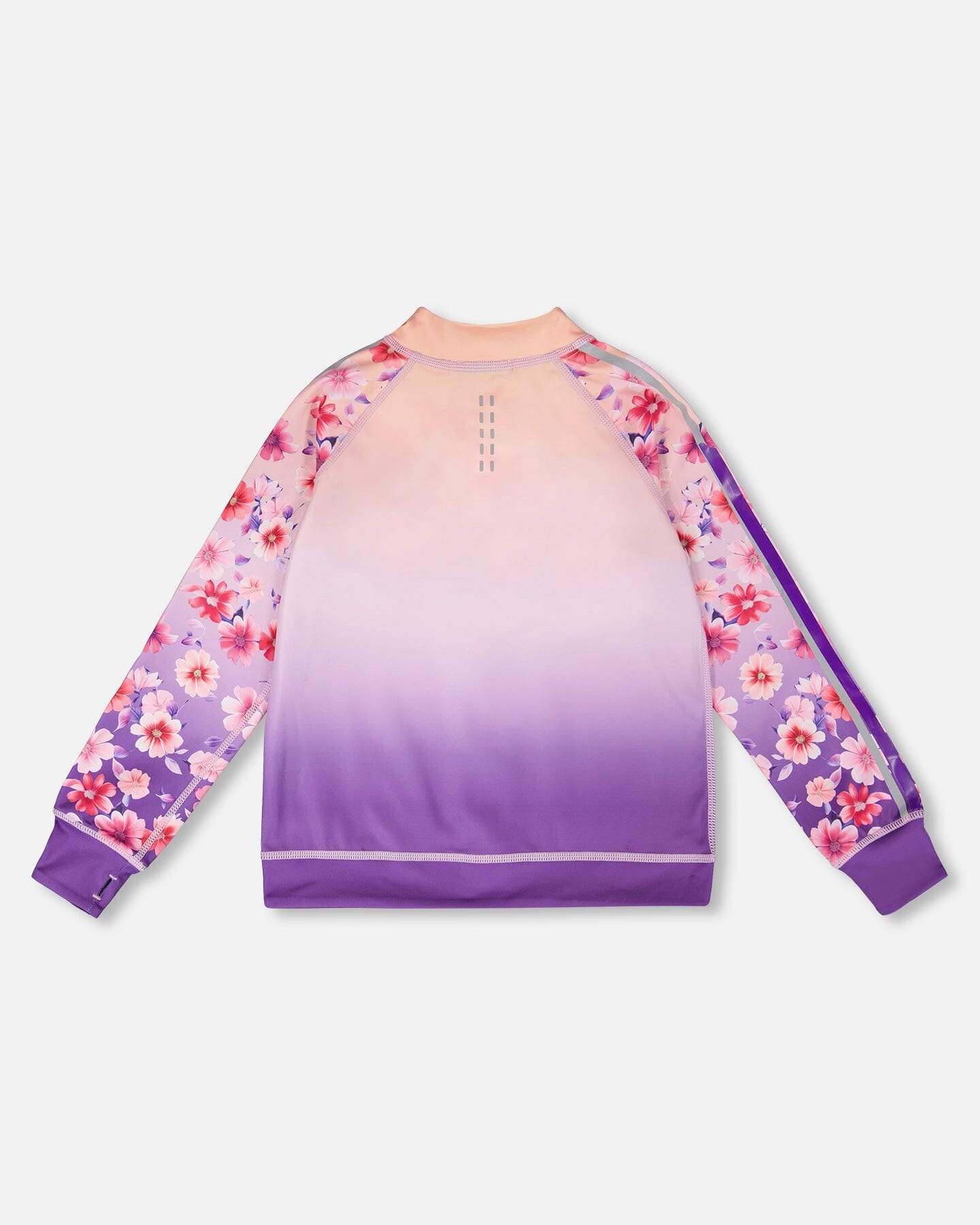 Full Zip Reversible Athletic Cardigan In Recycled Polyester Pink To Mauve Gradient - Image 3