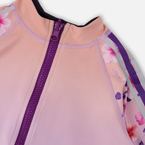 Full Zip Reversible Athletic Cardigan In Recycled Polyester Pink To Mauve Gradient - Image 4