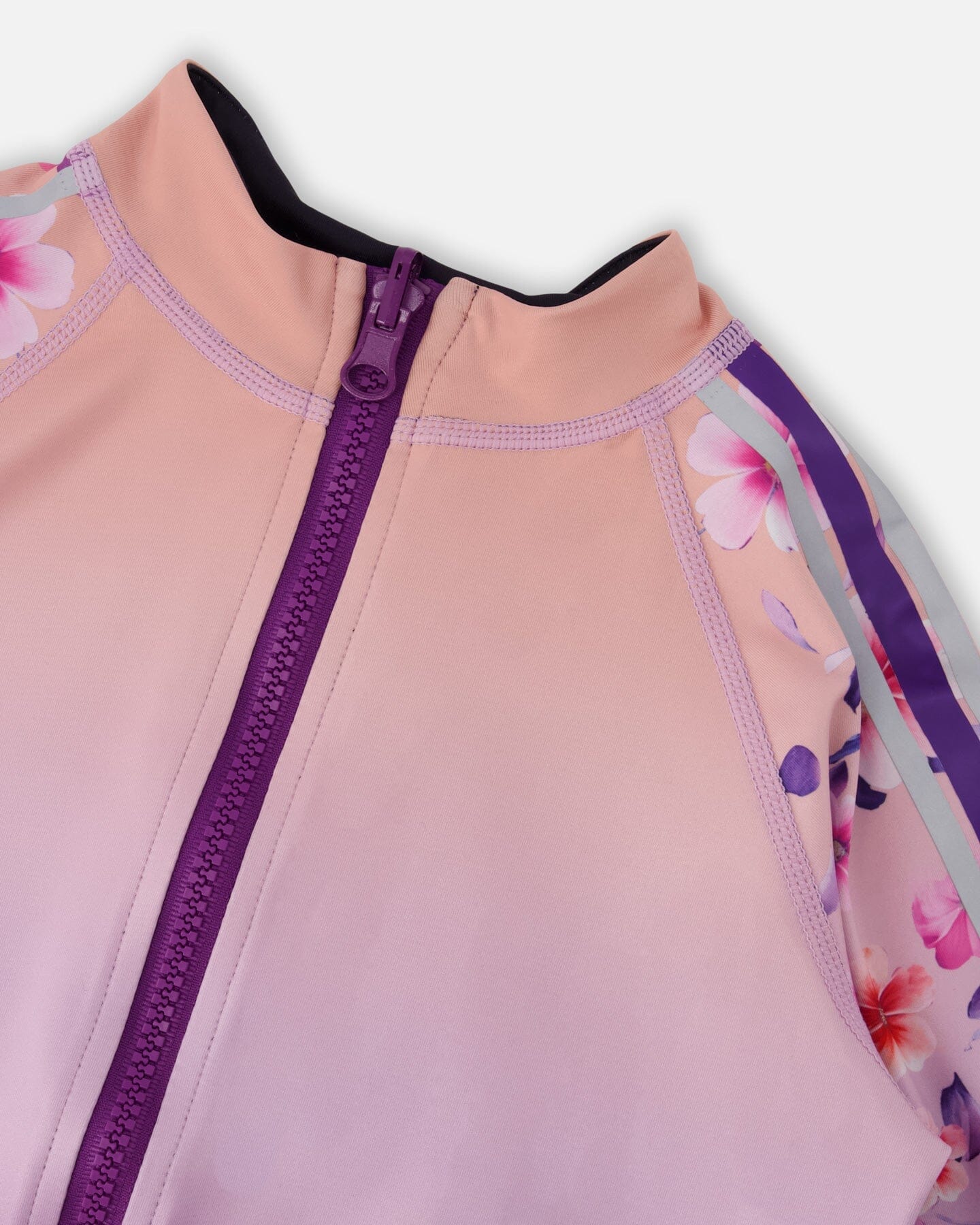Full Zip Reversible Athletic Cardigan In Recycled Polyester Pink To Mauve Gradient - Image 4
