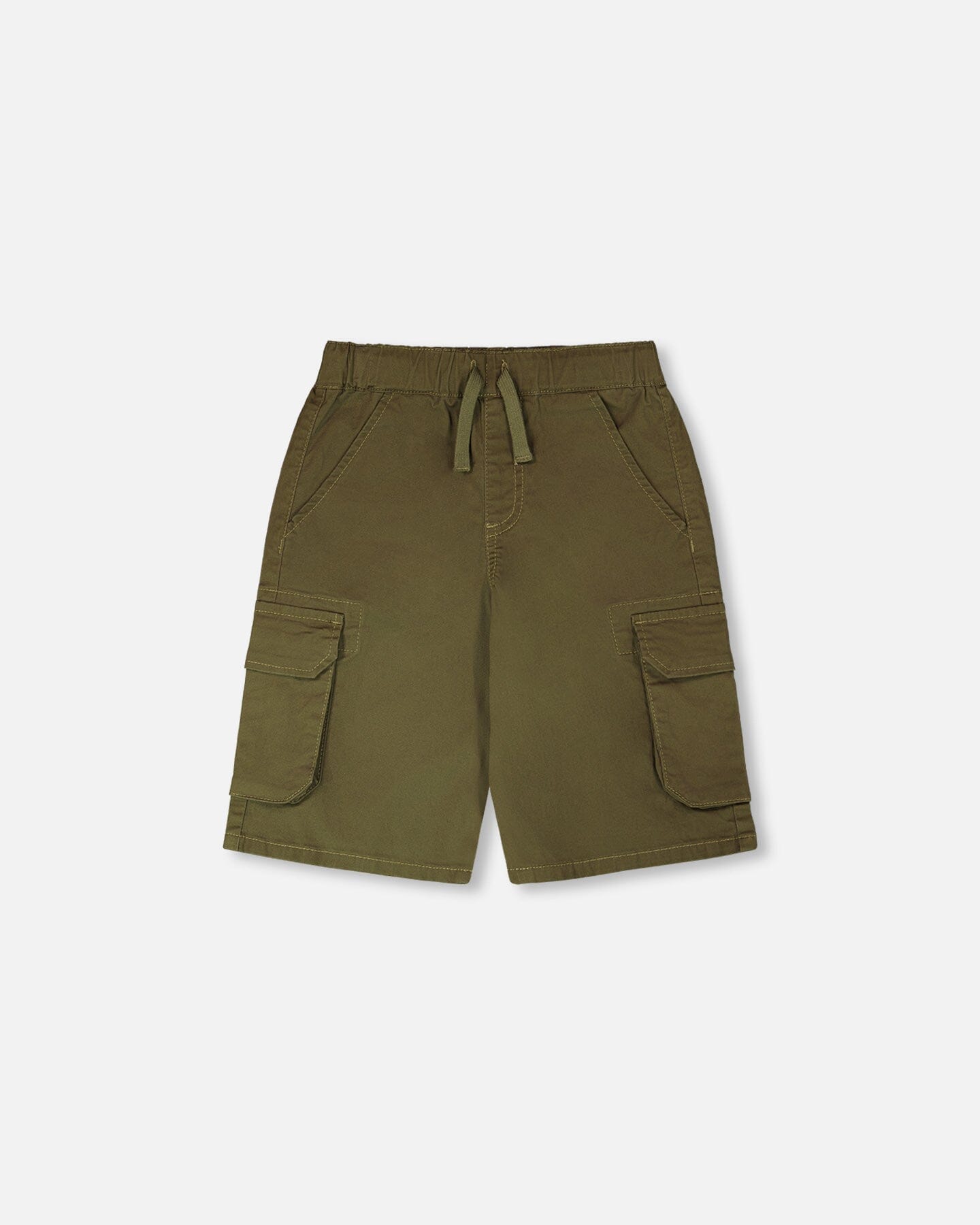 Stretch Twill Bermuda With Cargo Pockets Dark Khaki Green - Image 6