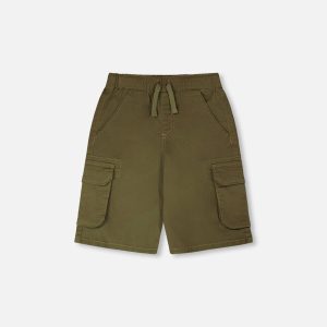 Stretch Twill Bermuda With Cargo Pockets Dark Khaki Green - Image 16