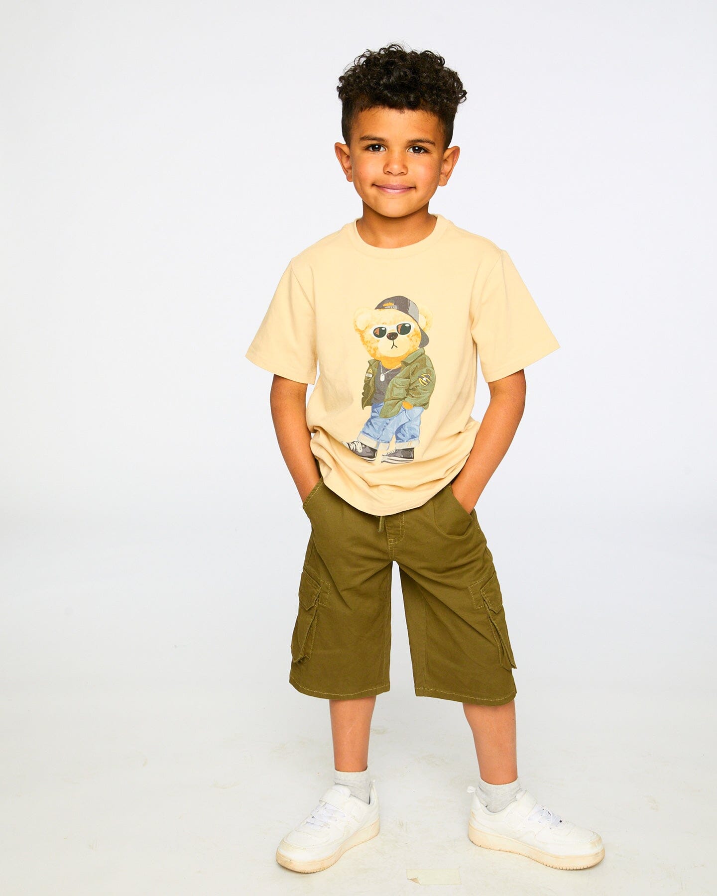 Stretch Twill Bermuda With Cargo Pockets Dark Khaki Green - Image 3
