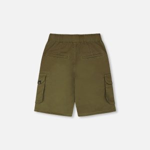Stretch Twill Bermuda With Cargo Pockets Dark Khaki Green - Image 4