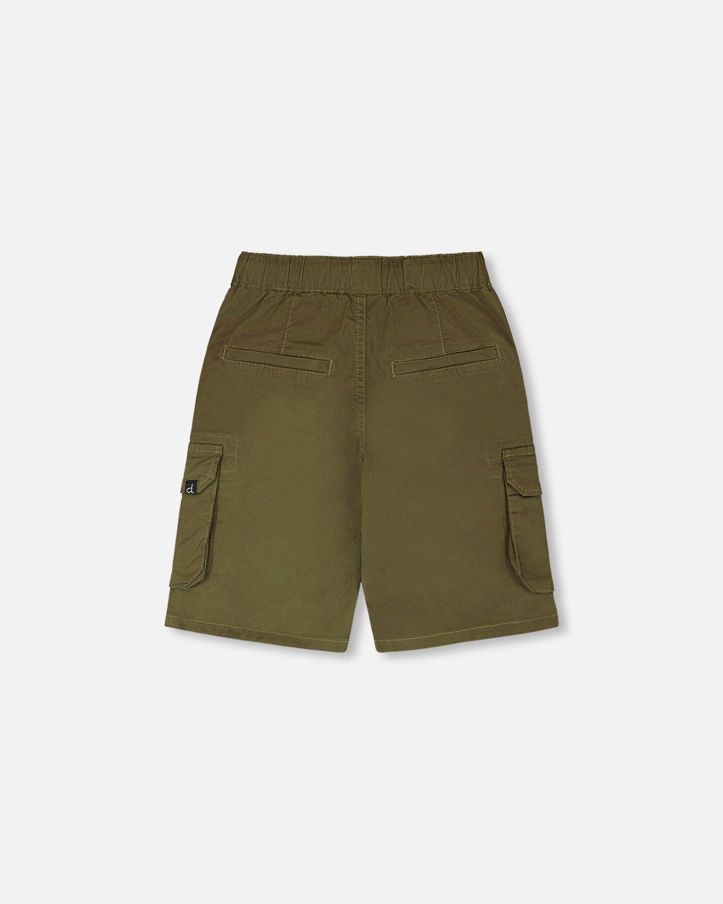 Stretch Twill Bermuda With Cargo Pockets Dark Khaki Green - Image 4
