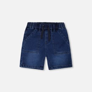 French Terry Navy Blue Denim Shorts - Image 14