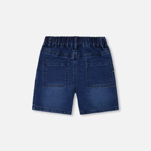 French Terry Navy Blue Denim Shorts - Image 4