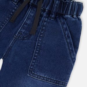 French Terry Navy Blue Denim Shorts - Image 5