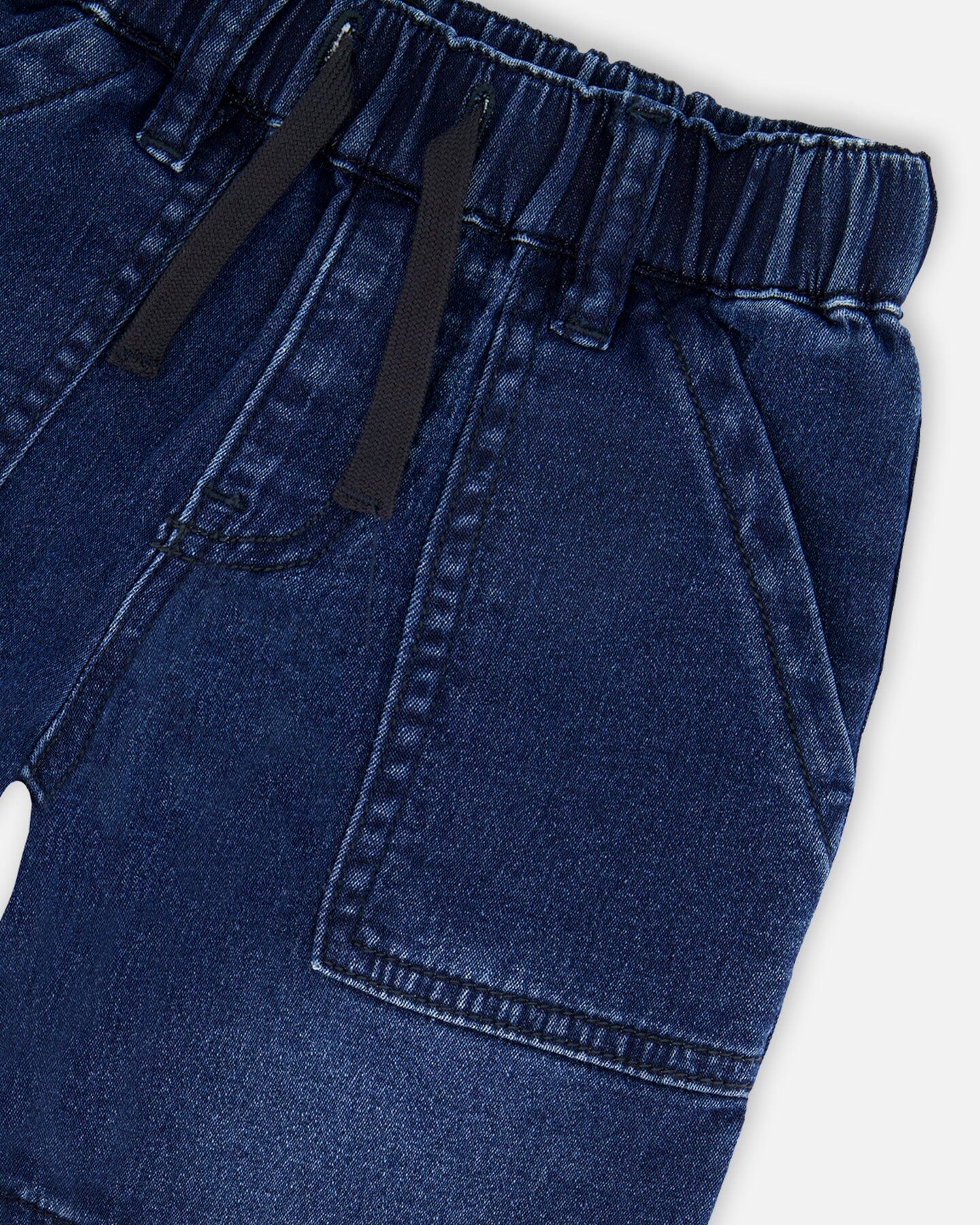 French Terry Navy Blue Denim Shorts - Image 5