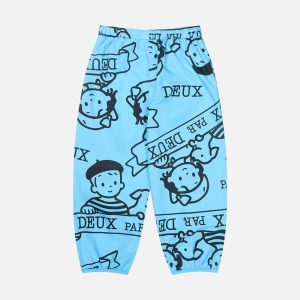 40Th Anniversary Printed Poplin Pant Sky Blue - Image 3