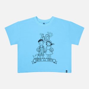 Adult 40Th Anniversary Graphic Boxy T-Shirt Sky Blue