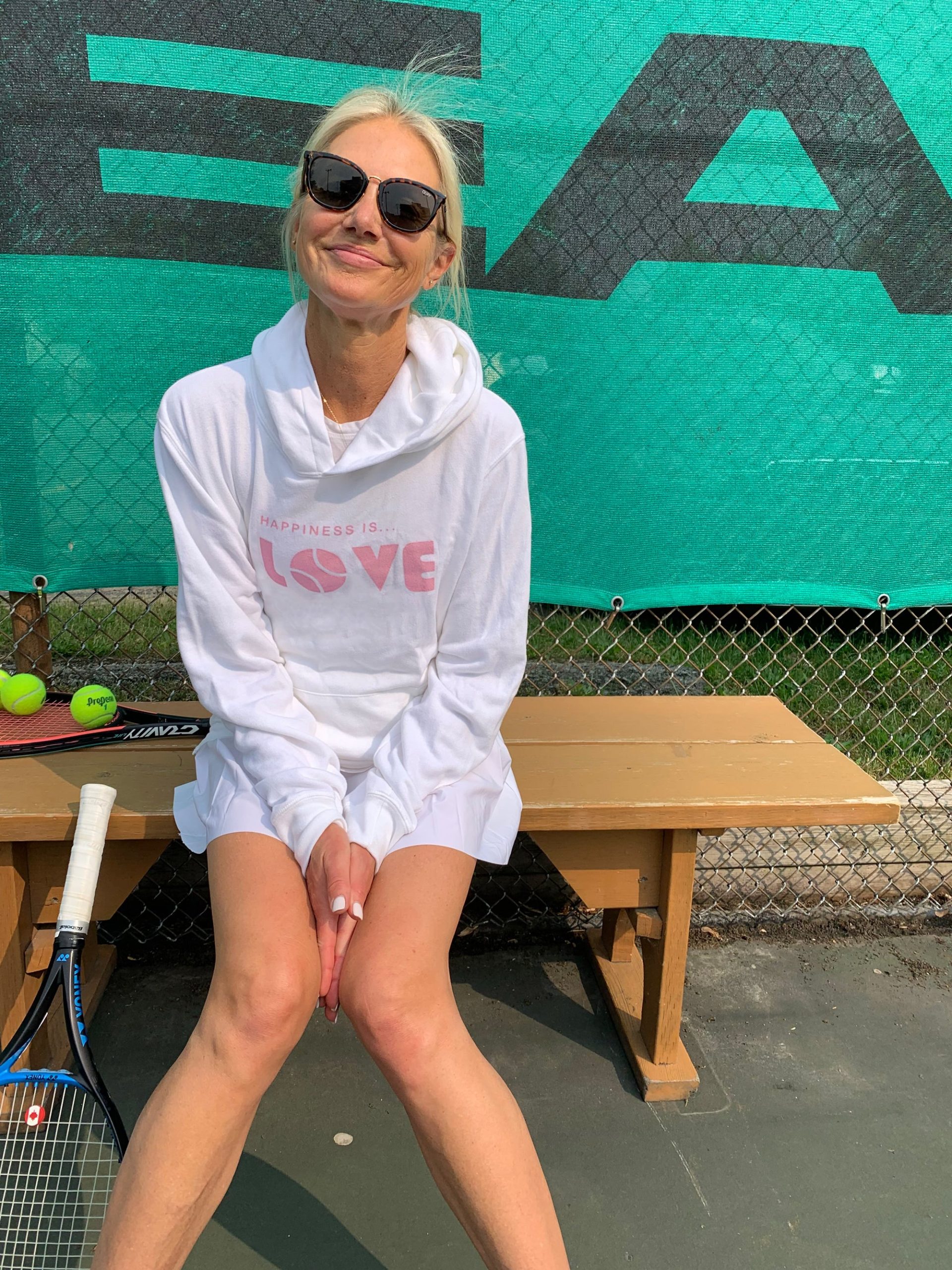 Unisex Tennis Love Hoodie, White - Image 2