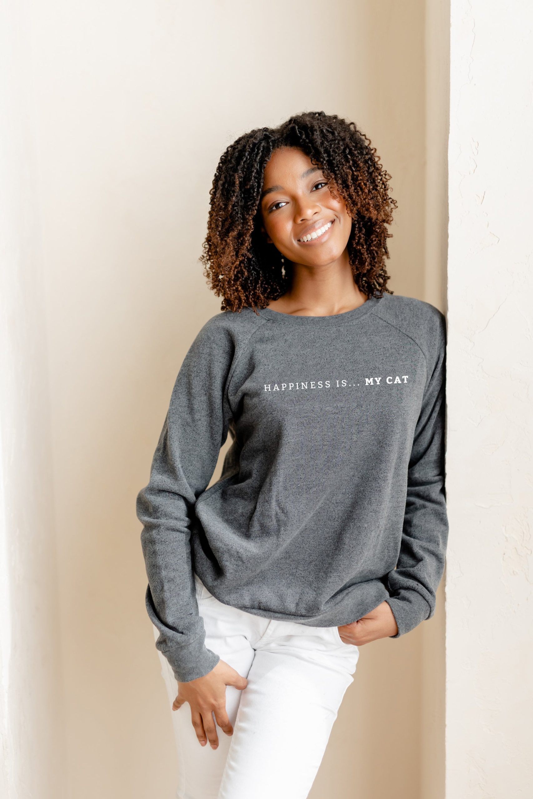 Women's My Cat Crew Sweatshirt, Charcoal - Image 2