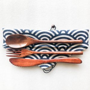 Smile Boutiques Japanese Wooden Cutlery Set – Natural Nanmu Wood Utensils
