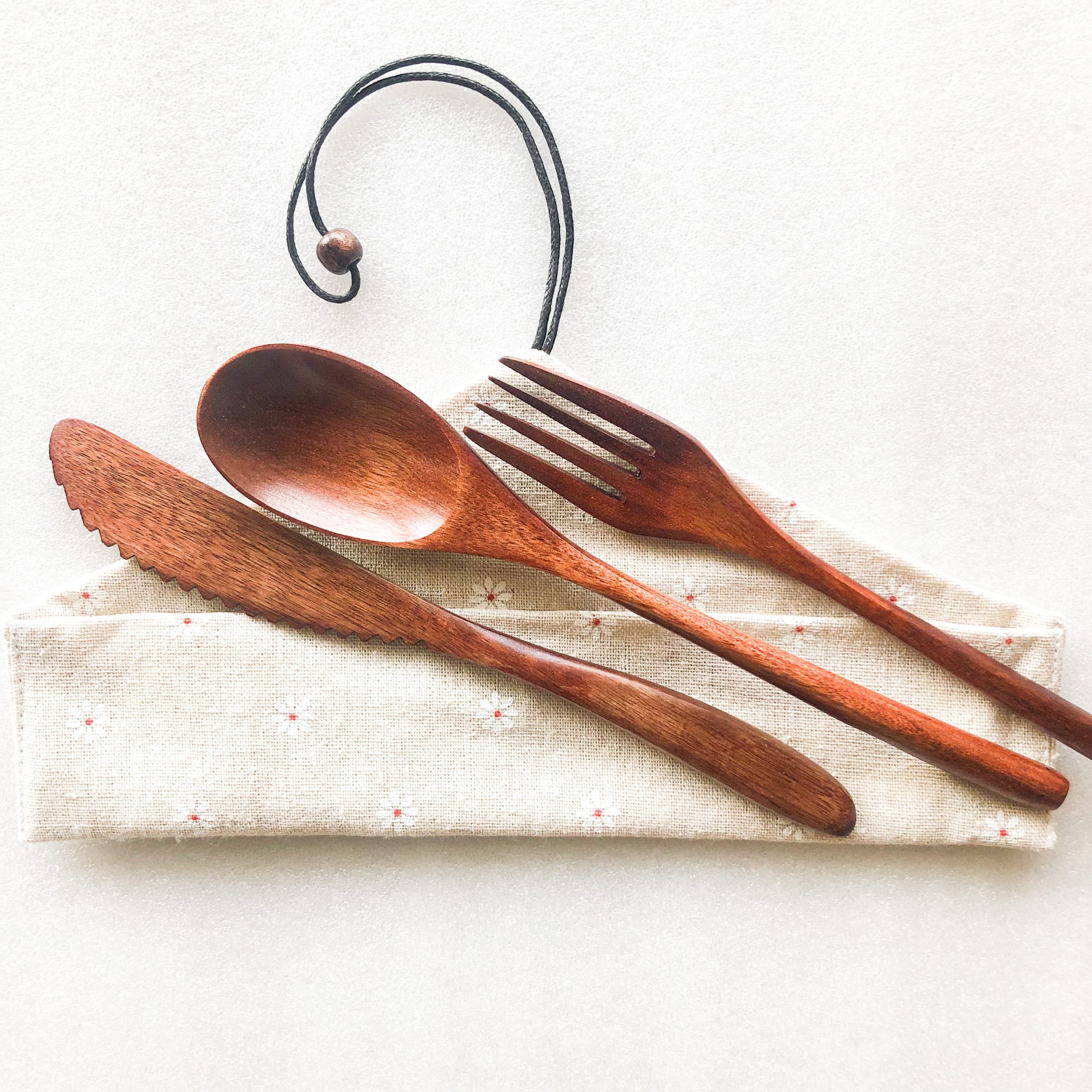 Smile Boutiques Japanese Wooden Cutlery Set – Natural Nanmu Wood Utensils
