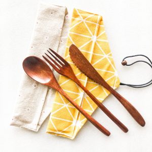 Smile Boutiques Japanese Wooden Cutlery Set – Natural Nanmu Wood Utensils