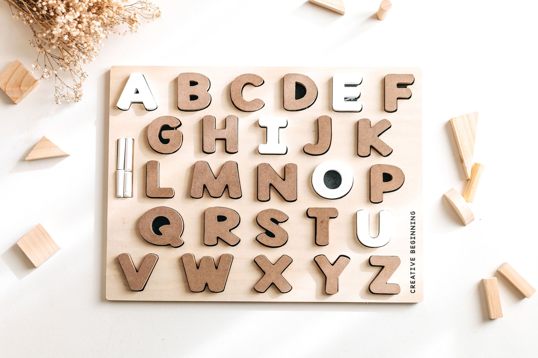ALPHABETICAL PUZZLE - CHALKBOARD BASE WITH TRACERS - Educational Alphabet Tracing Board | Sensory Learning Tool for Autism | Handwriting Practice Board